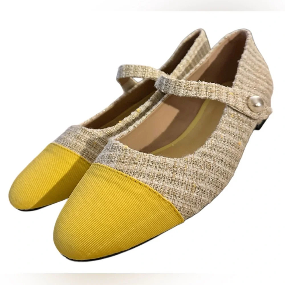 New C.Paravano Women's Flats Shoes Round Toe Ballet Flats with Strap